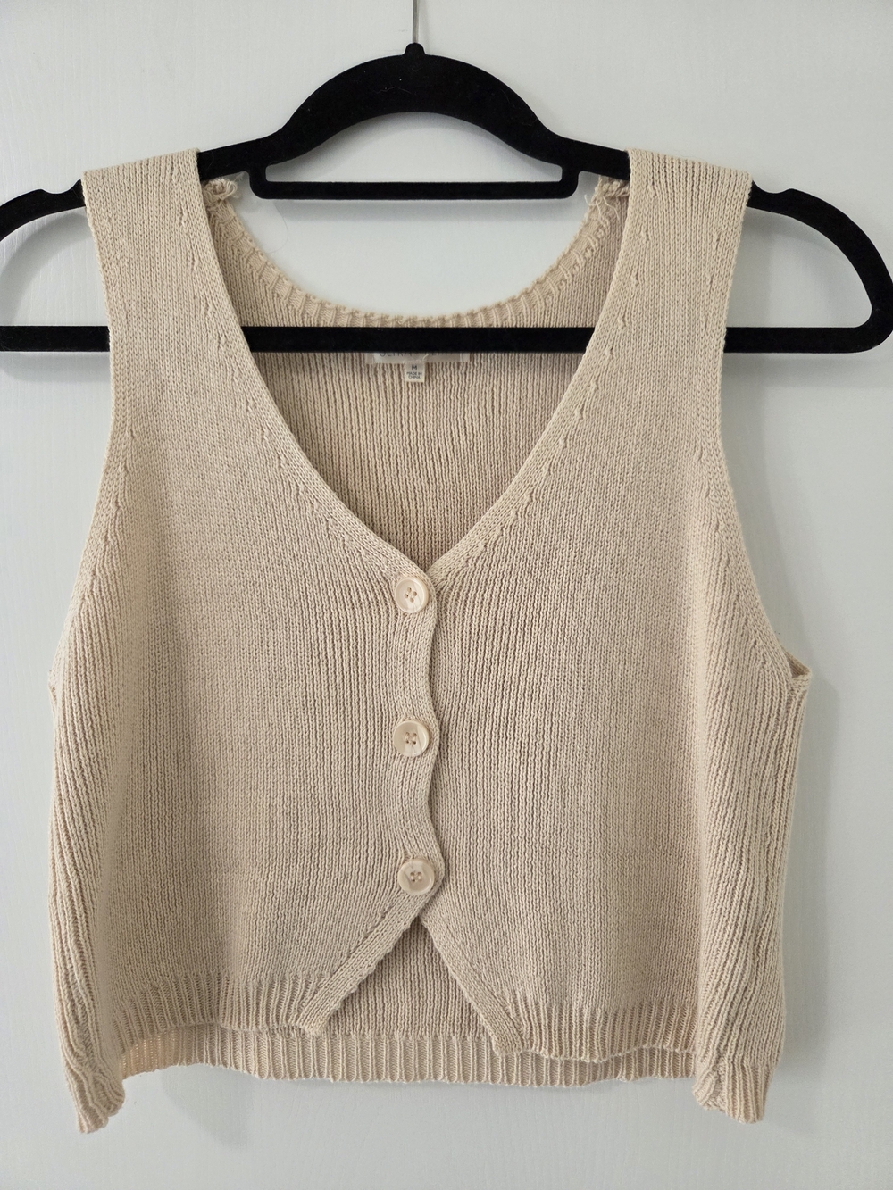 1025 NWOT Beige V-Neck Button Front Knit Sweater Vest